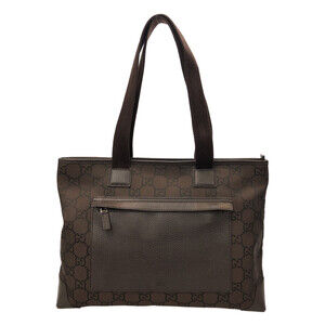 Gucci GG monogram tote Shoulder bag brown canvas brown calfskin leather